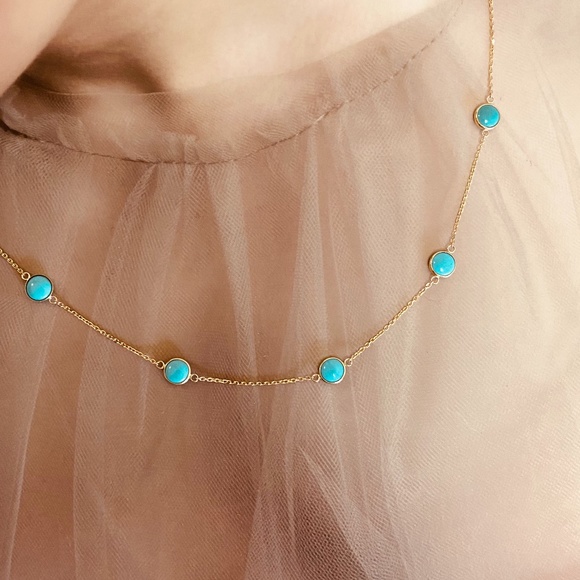 Effy 14K Yellow Gold Turquoise Necklace - Picture 2 of 11